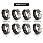font options for inside engraving on black & silver tailpiece tune o matic rings