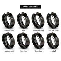 font options for inside engraving on black & silver tailpiece tune o matic rings