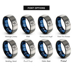 font options for inside engraving on black & blue & gray tails coin star rings