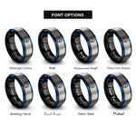 font options for inside engraving on black & blue & grey tails coin star rings