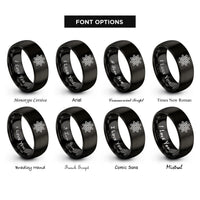 font options for inside engraving on black taino sun symbol rings