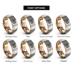 font options for inside engraving on rose gold & grey taino sun symbol rings