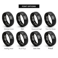 font options for inside engraving on black taj mahal rings