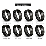 font options for inside engraving on black taj mahal rings