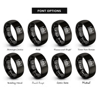 font options for inside engraving on black taj mahal rings