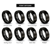 font options for inside engraving on black taj mahal rings