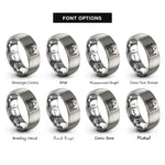 font options for inside engraving on grey taj mahal rings