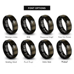 font options for inside engraving on gunmetal & black taj mahal rings