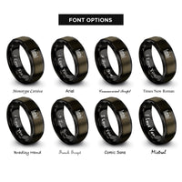 font options for inside engraving on gunmetal & black taj mahal rings