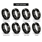 font options for inside engraving on black & grey take out arrow rings