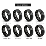 font options for inside engraving on black take out arrow rings