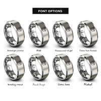 font options for inside engraving on gray takeout box rings