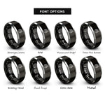 font options for inside engraving on black & silver takoyaki rings