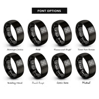 font options for inside engraving on black talavera tile motif rings