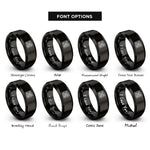 font options for inside engraving on black talavera tile motif rings