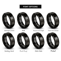 font options for inside engraving on black talavera tile motif rings