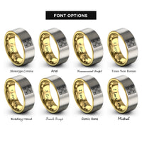 font options for inside engraving on gold & silver talavera tile motif rings