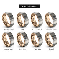 font options for inside engraving on rose gold & gray talavera tile motif rings