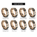 font options for inside engraving on rose gold talavera tile motif rings