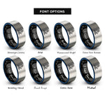 font options for inside engraving on black & blue & gray tall ship rings