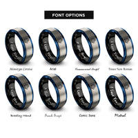 font options for inside engraving on black & blue & silver tall ship rings