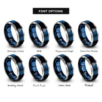 font options for inside engraving on blue & silver tall ship rings
