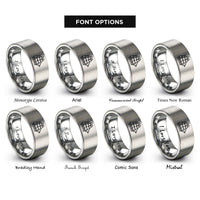 font options for inside engraving on gray tall ship rings