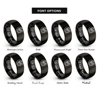font options for inside engraving on black talon clutching crescent rings