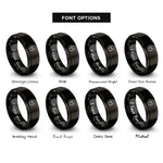 font options for inside engraving on black talon clutching crescent rings