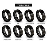 font options for inside engraving on black talon clutching crescent rings