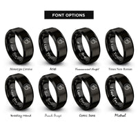 font options for inside engraving on black talon clutching crescent rings