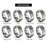 font options for inside engraving on grey talon clutching crescent rings