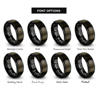 font options for inside engraving on gunmetal & black talon clutching crescent rings