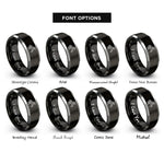 font options for inside engraving on black & gray talon grip rings