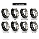 font options for inside engraving on black & gray talon grip rings