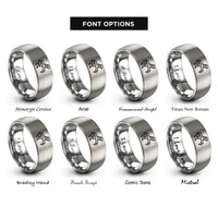 font options for inside engraving on gray talon grip rings