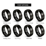 font options for inside engraving on black talon print rings