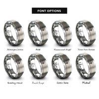 font options for inside engraving on silver talon print rings