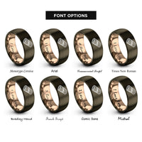 font options for inside engraving on gunmetal & rose gold tamale rings