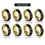 font options for inside engraving on black & gold tambourine rings