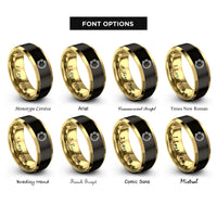 font options for inside engraving on black & gold tambourine rings