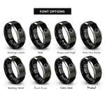 font options for inside engraving on black & gray tambourine rings