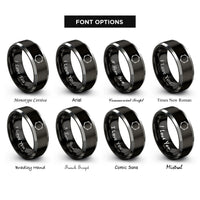 font options for inside engraving on black & gray tambourine rings