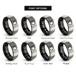 font options for inside engraving on black & grey tambourine rings