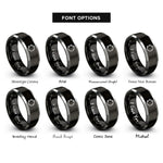 font options for inside engraving on black & silver tambourine rings