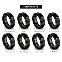 font options for inside engraving on black tambourine rings