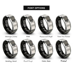 font options for inside engraving on black & silver tandem kayak overhead rings
