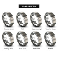 font options for inside engraving on silver tandem kayak overhead rings