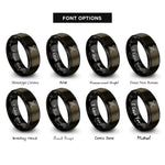 font options for inside engraving on gunmetal & black tandem kayak overhead rings