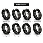 font options for inside engraving on black & gray tandoori drumstick rings
